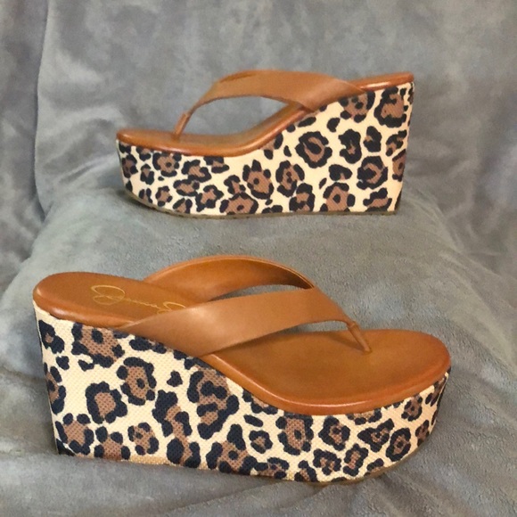 Jessica Simpson Shoes - Jessica Simpson Stilla Brown Animal Prints High Platform Wedge Sandals -Size 7M